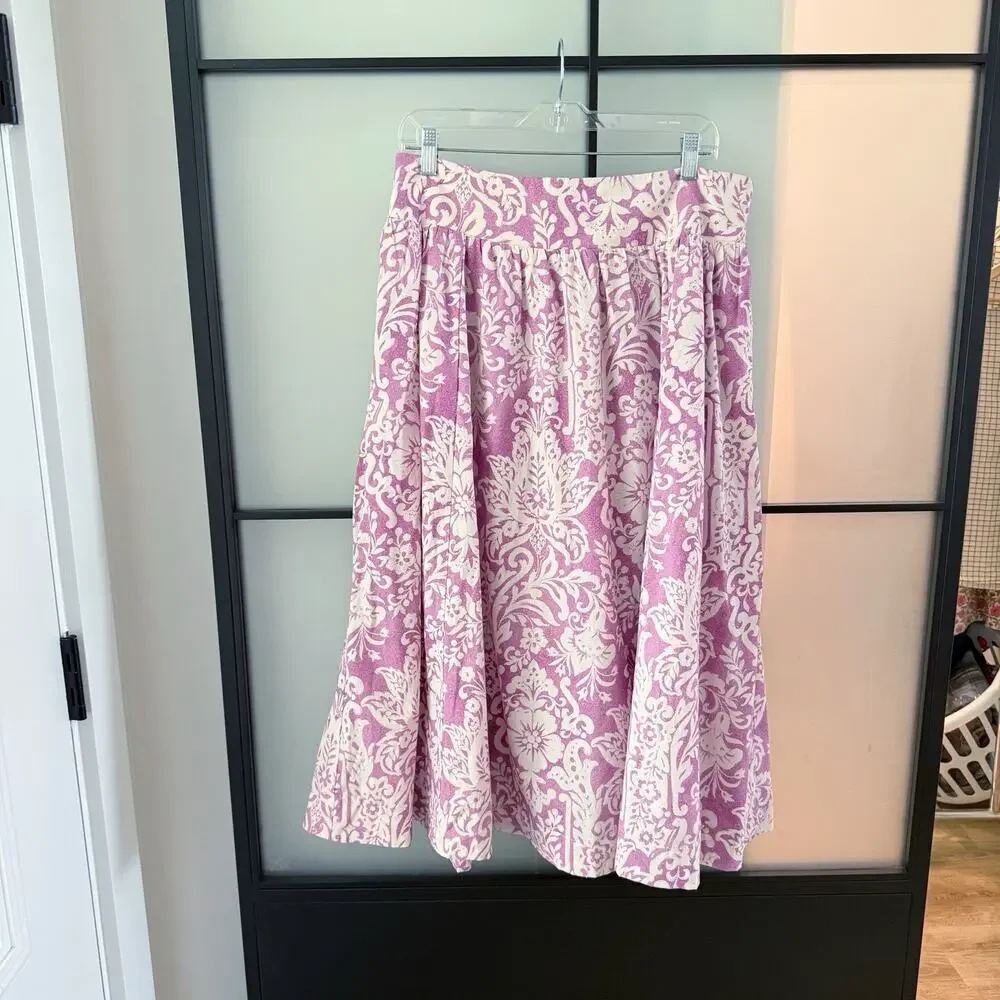 Abercrombie & Fitch LP Midi Skirt Large Petite Lavender White Pockets